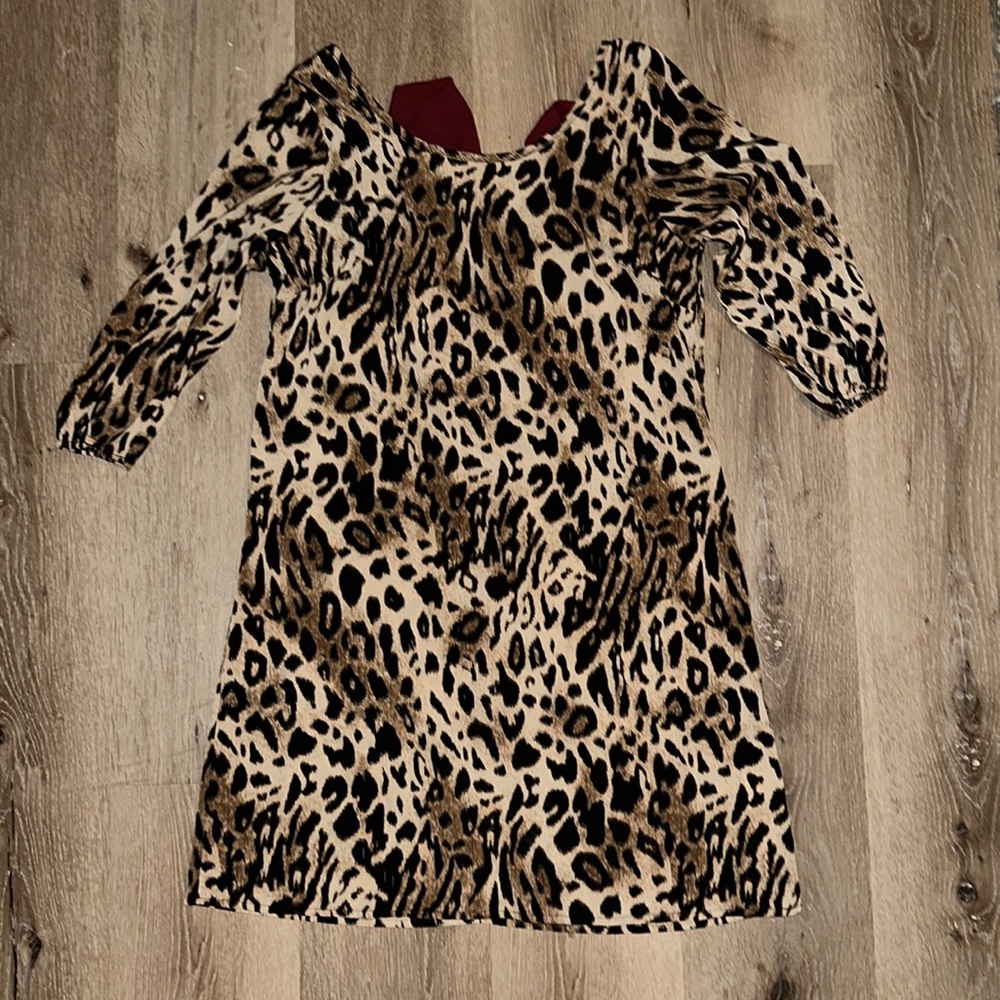 Leopard & bow back dress